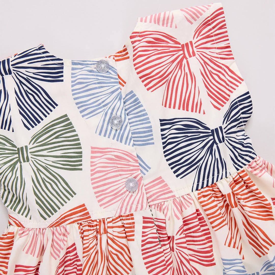 Adaline Dress - Multi Striped Bow
