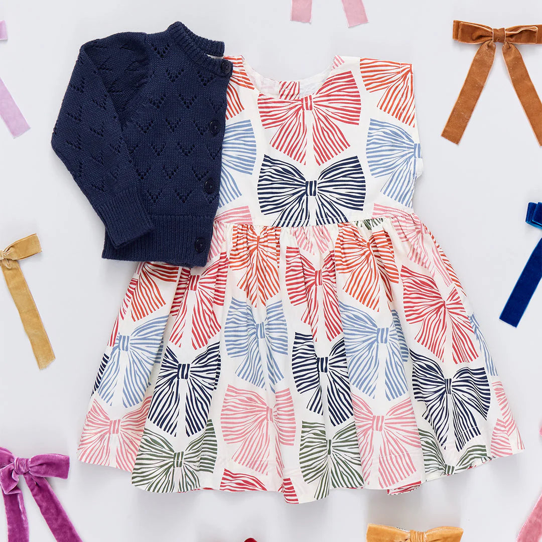 Adaline Dress - Multi Striped Bow