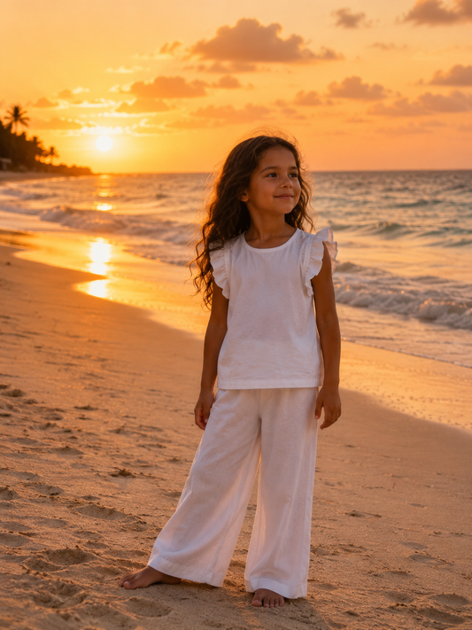 Ruehling Linen Ruffle Top- White
