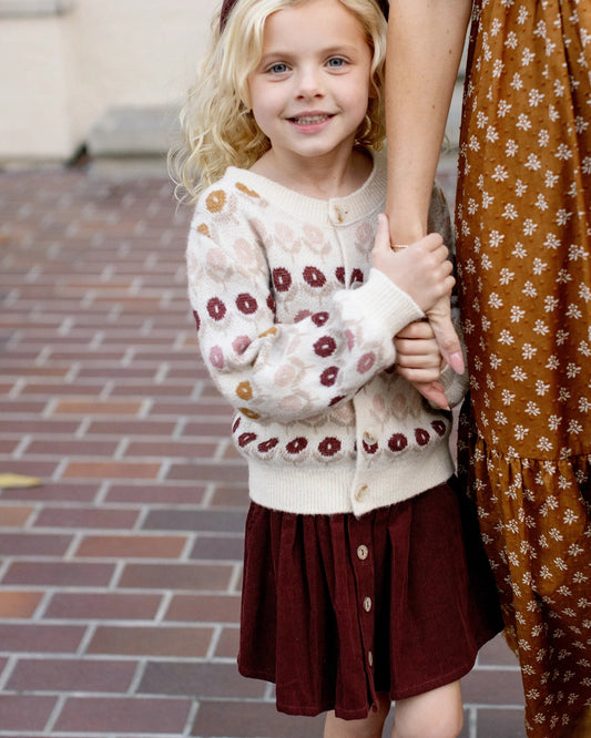 Button Mini Skirt- Burgundy