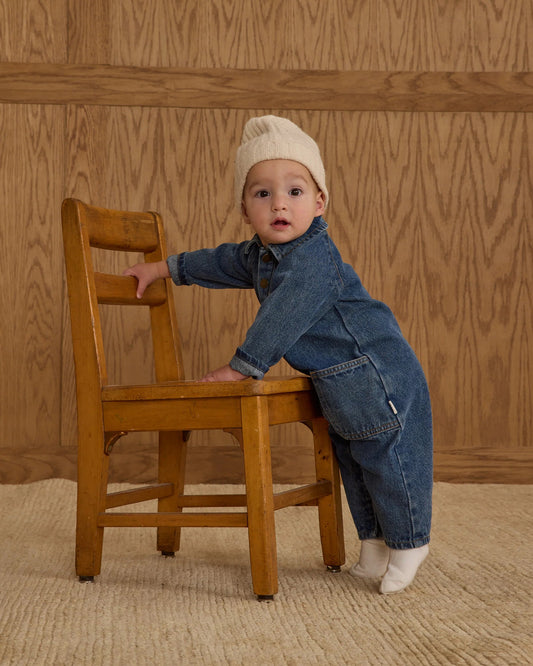 Collared Jumpsuit- Indigo Denim