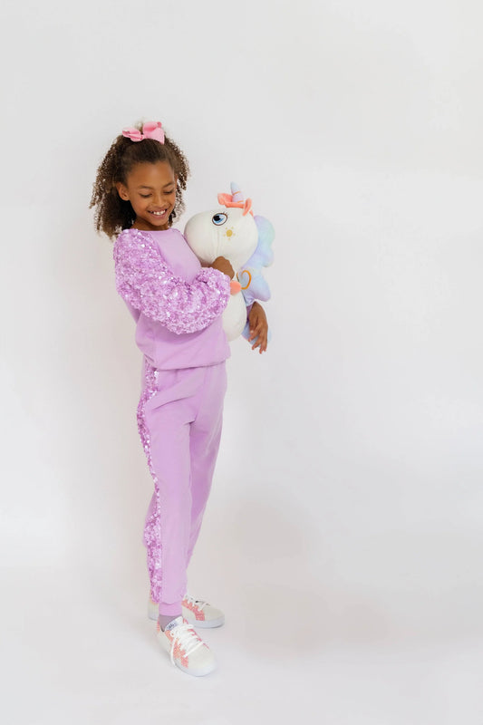 Lavender Sequin Jogger Set