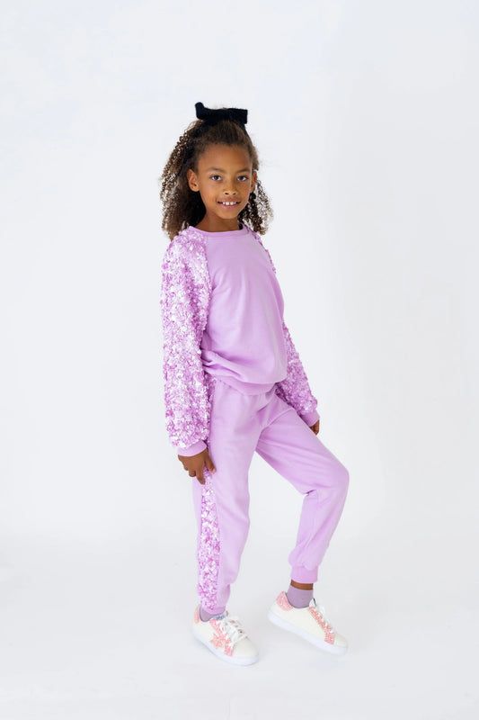 Lavender Sequin Jogger Set