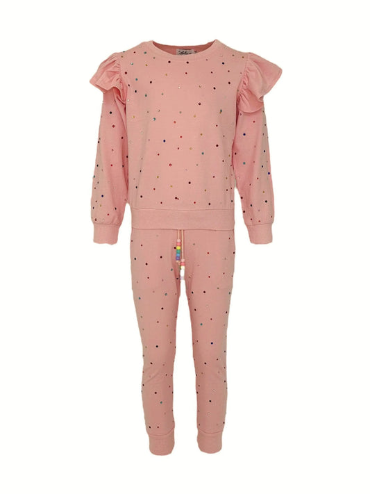 Rainbow Crystal Ruffle Jogger Set