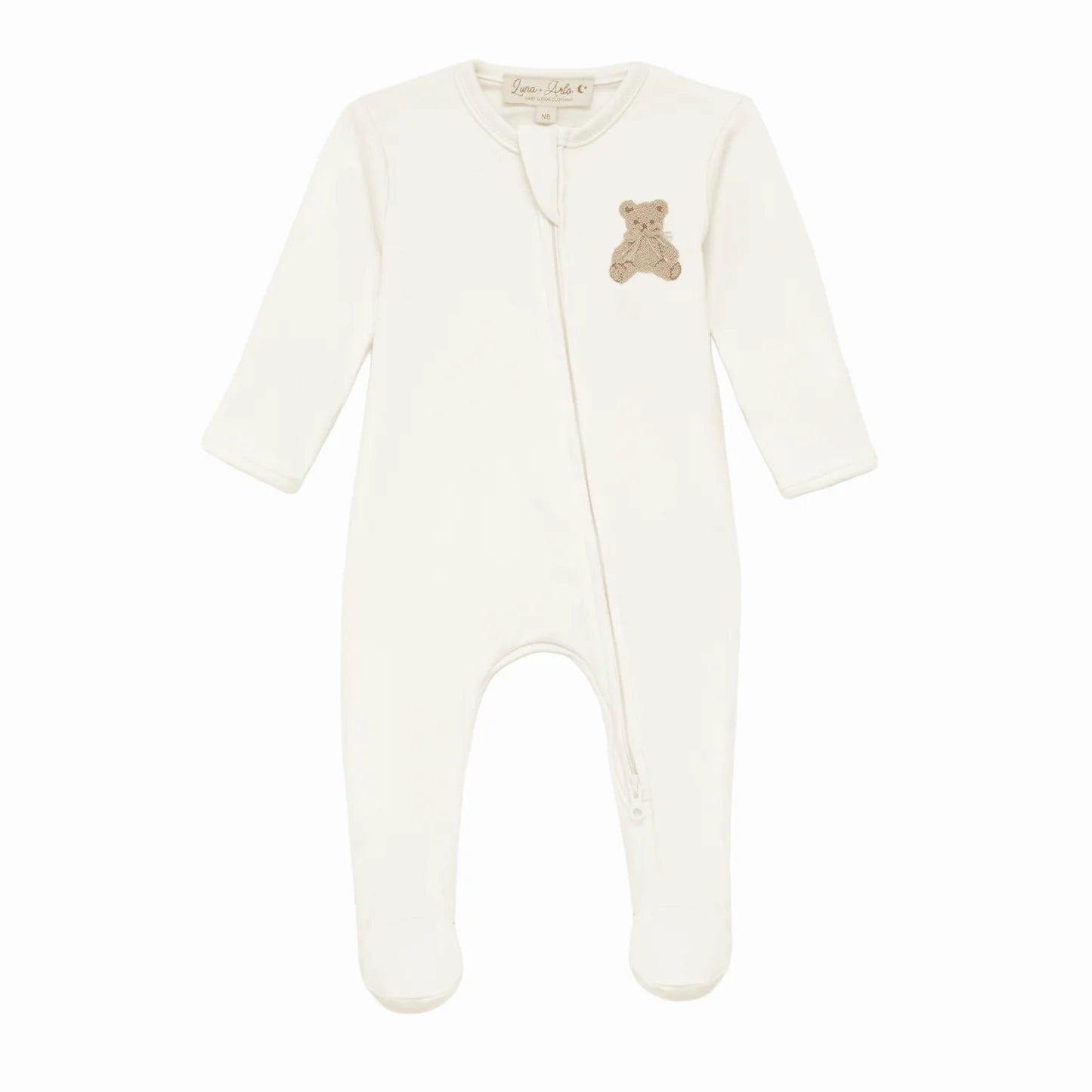 Bear Hugs Ivory Zip Footie