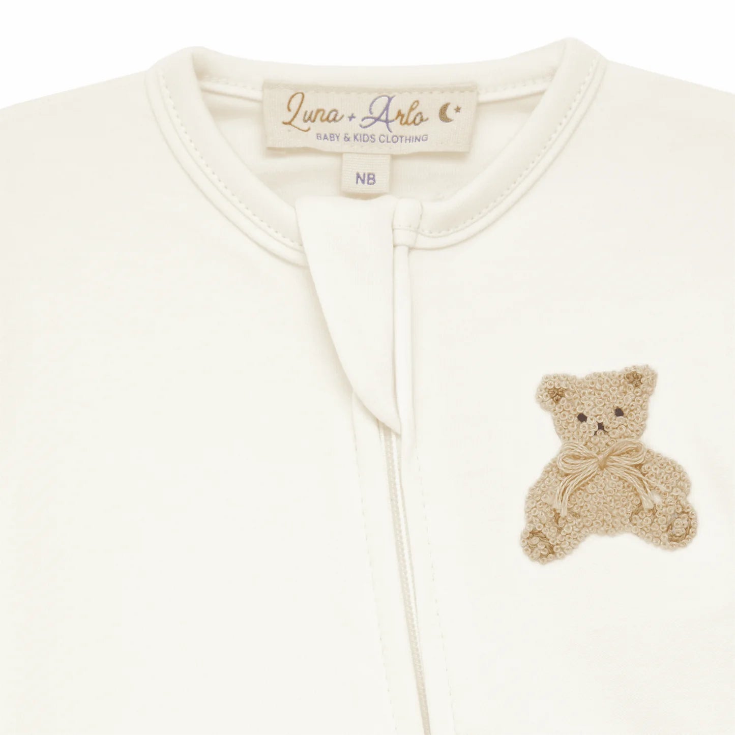 Bear Hugs Ivory Zip Footie