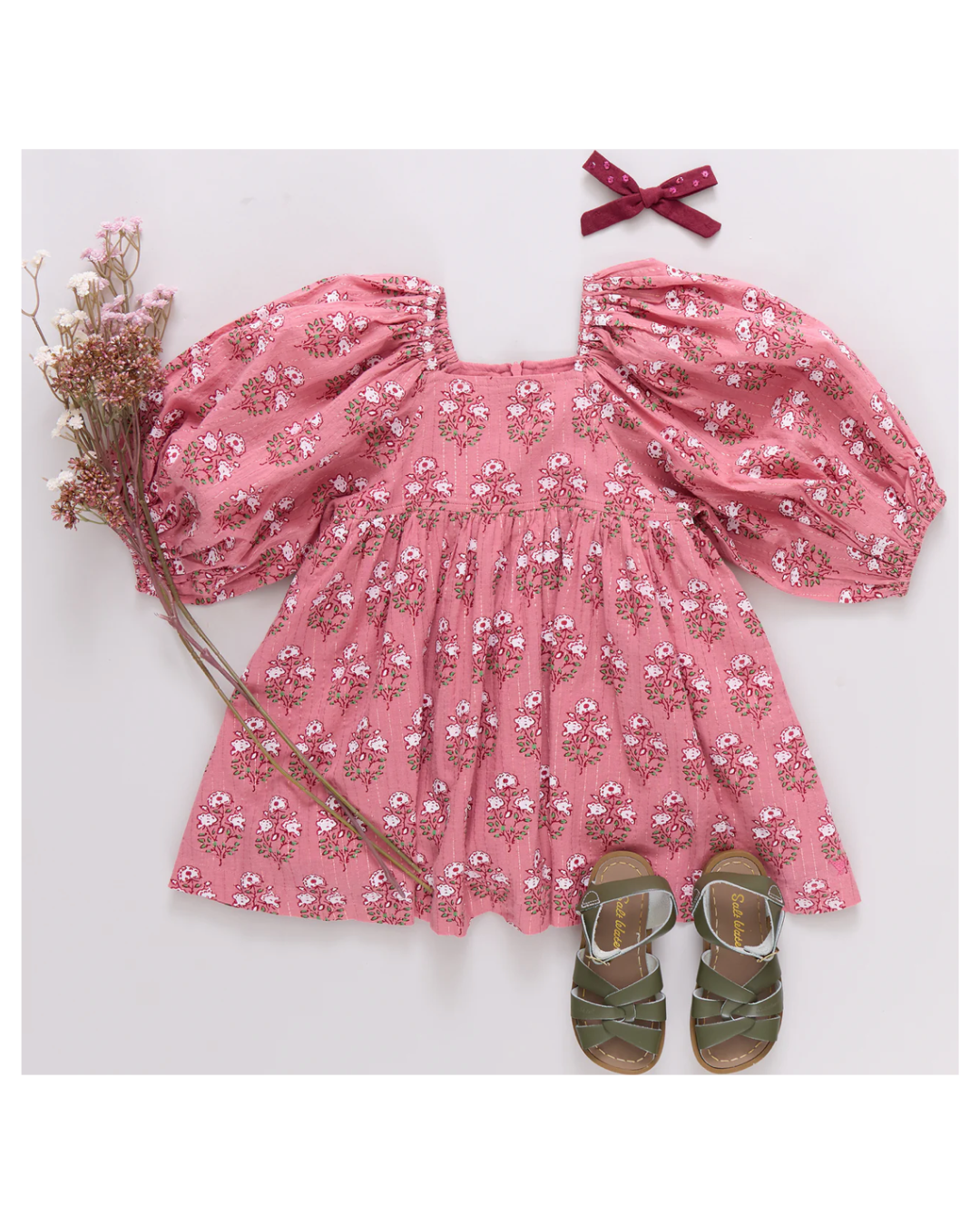 Mary Barrett Dress- Pink Strawflower