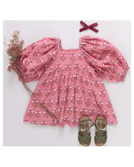 Mary Barrett Dress- Pink Strawflower