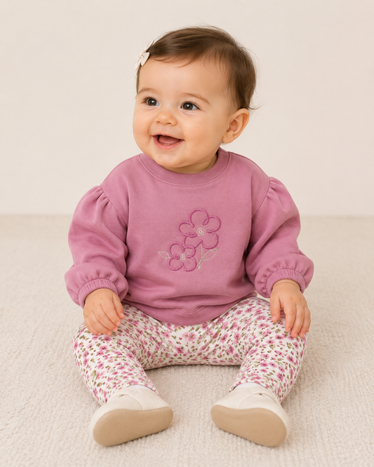 Flower Pullover & Legging Set- Sweet Pink 2783