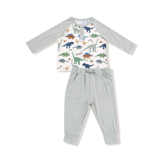 Henley + Jogger- Washy Dinos