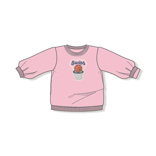 Puffy Sweatshirt- Pink Basketball