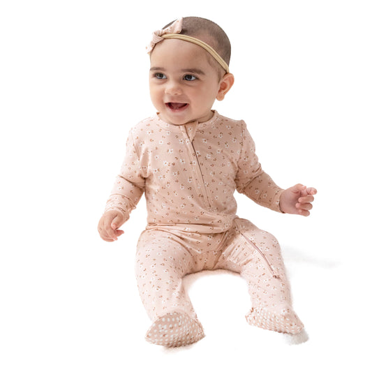 AD Zip Footie - Carrie Floral Pink