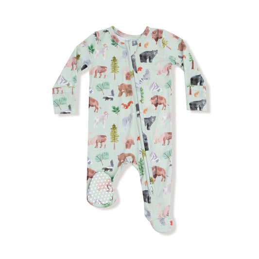 AD Zip Footie - American Woodland Animals