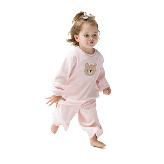 Velour Teddy Bear Sweatshirt & Wide Pant