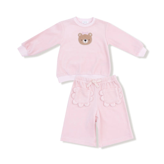 Velour Teddy Bear Sweatshirt & Wide Pant