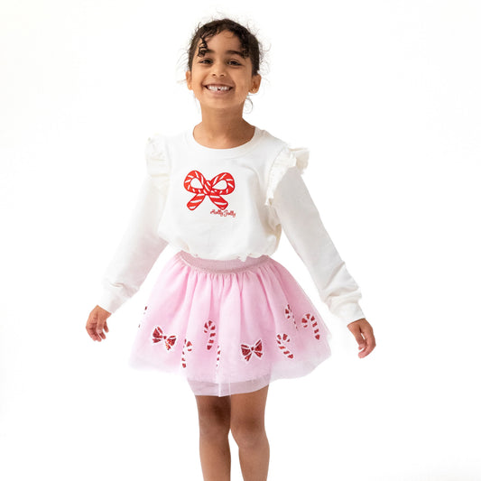 Candy Canes Ruffle Sweatshirt