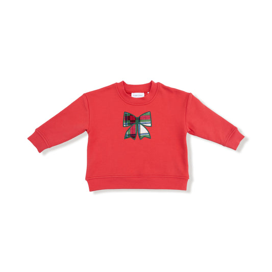 Holiday Plaid Sweatshirt - Red Plaid Bow
