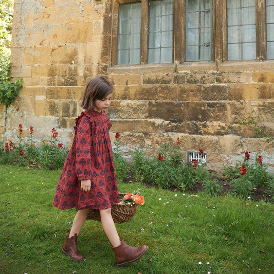 Jaipur Dress- Red Autumn Strawflower
