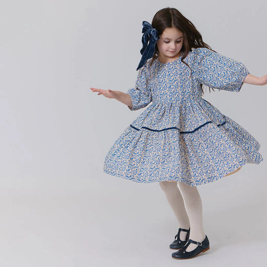 Maribelle Dress- Blue Climbing Floral