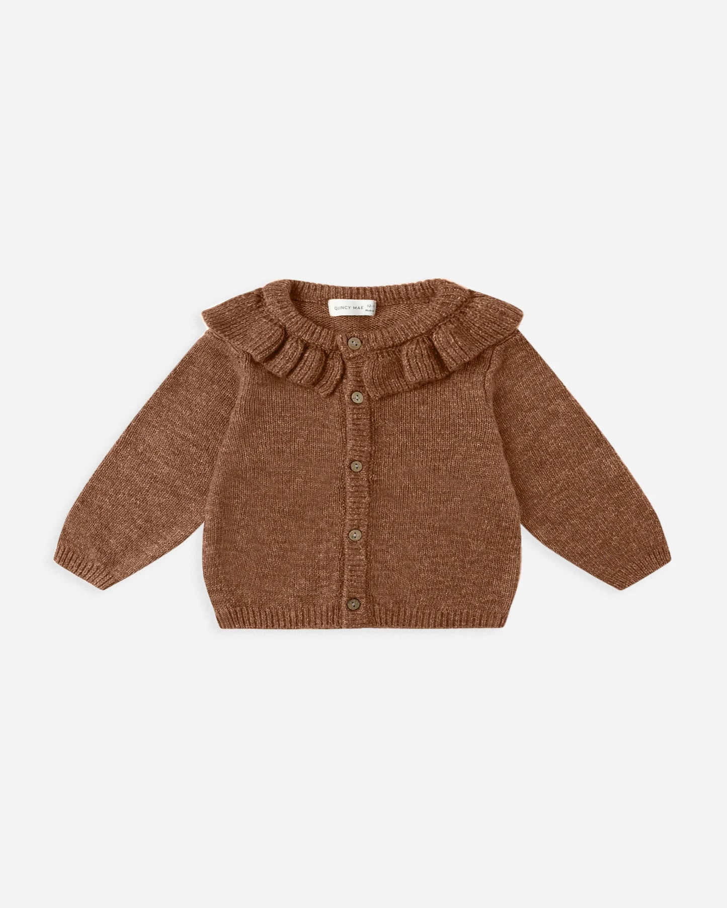 Ruffled Collar Cardigan- Heathered Cedar