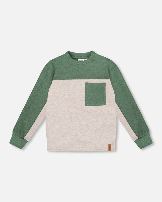 Color Block Top- Oatmeal/Green