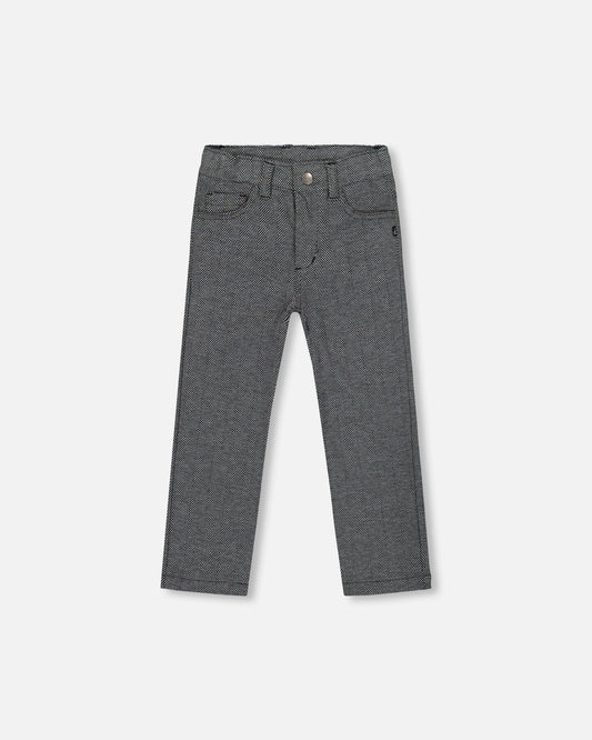 Stretch Jacquard Pant- Grey Herringbone