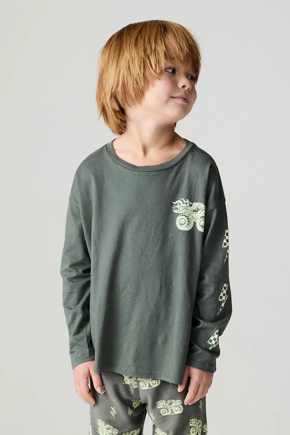 Chaser Tee- Monster Trucks Olive Green