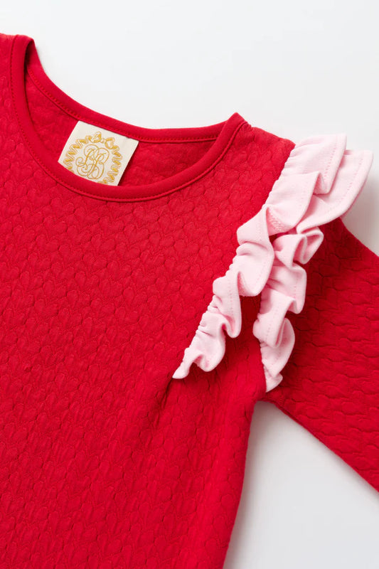 Ruehling Ruffle Dress- Quilted Red/Pink