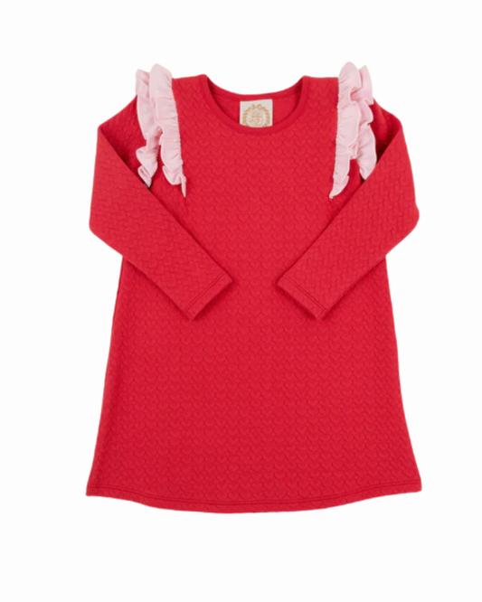 Ruehling Ruffle Dress- Quilted Red/Pink