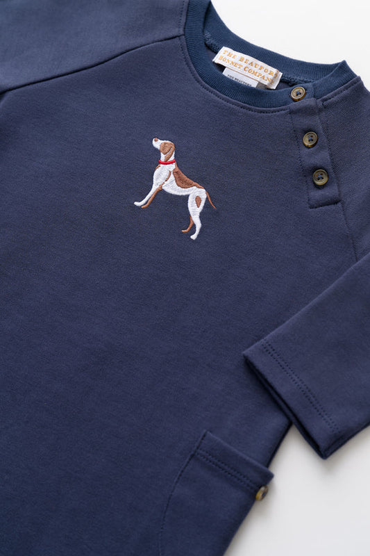 Rayburn Romper- Navy Dog