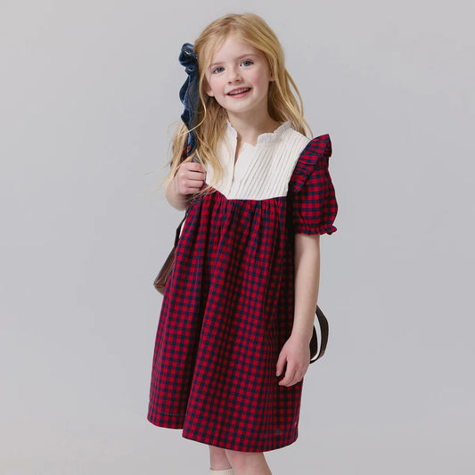 Imogen Dress - Red Blue Check