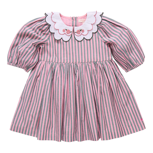 Darcy Dress - Pink Green Stripe