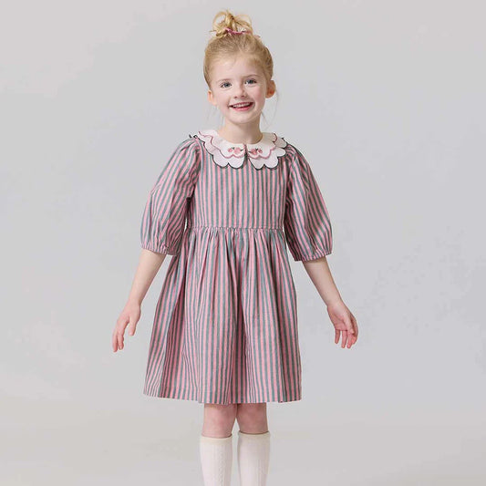 Darcy Dress - Pink Green Stripe