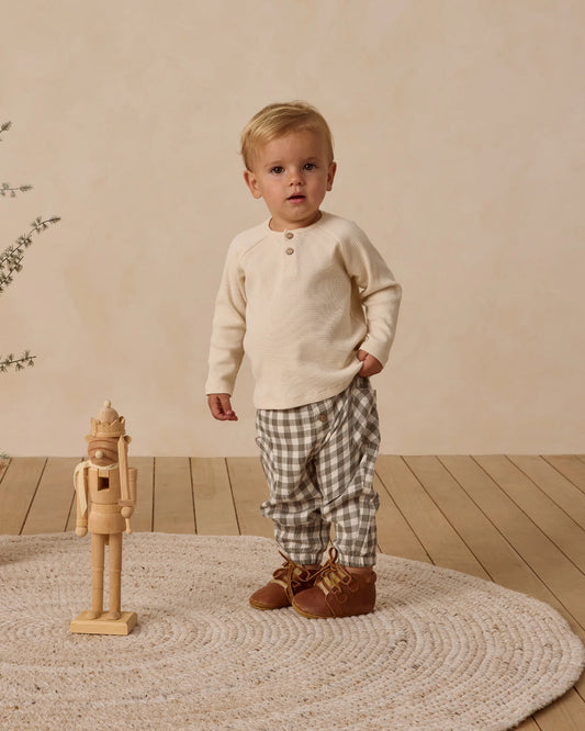 QM Henley + Luca Pant- Oatmeal/Forest Check