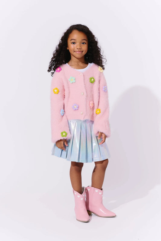 Rainbow Daisy Cardigan- Pink