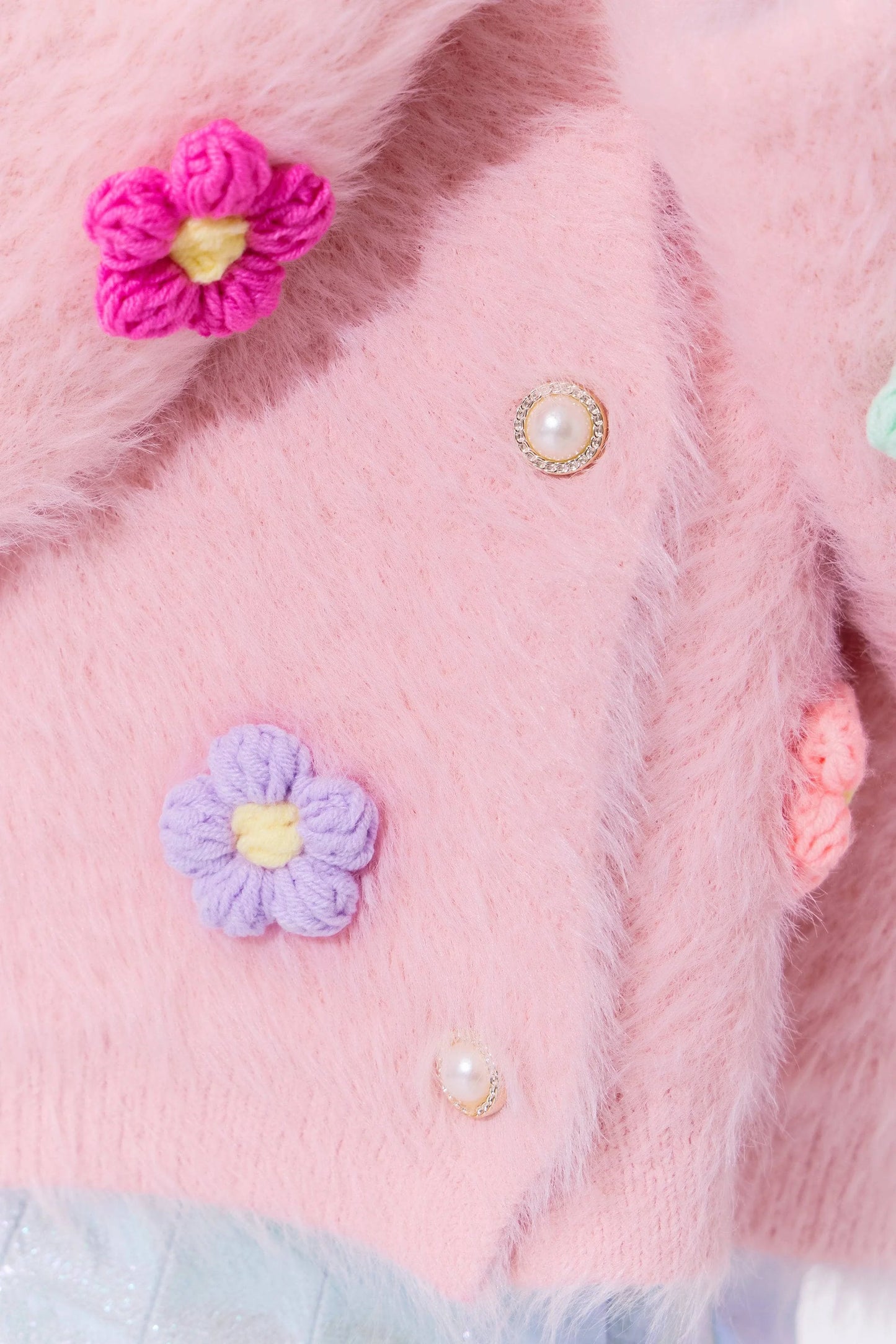 Rainbow Daisy Cardigan- Pink