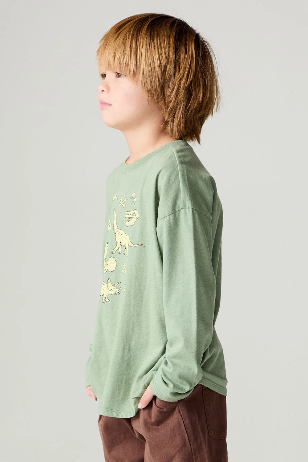 Vintage Green Tee- Dino Action