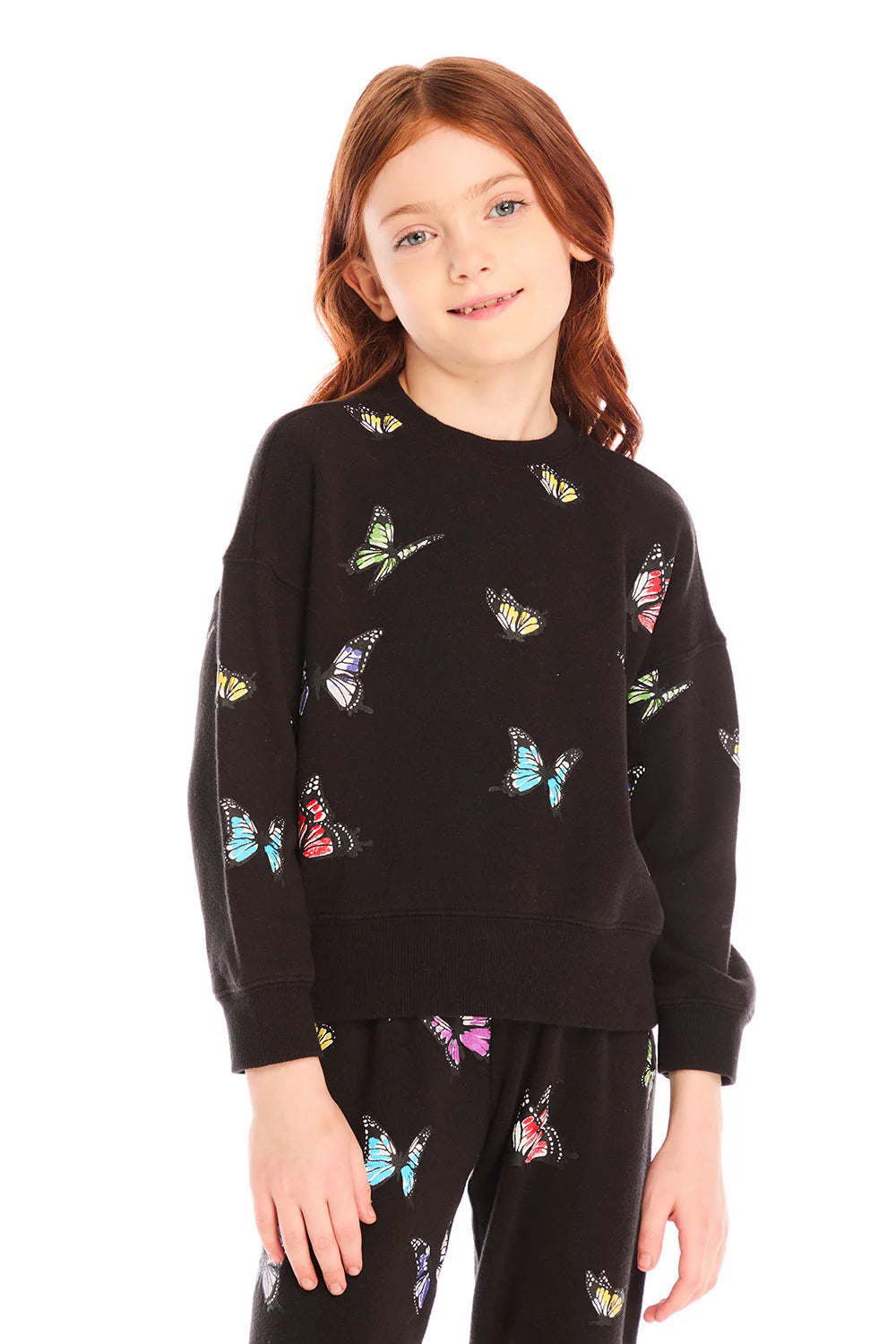 Fleece Pullover- Black Butterfly Love