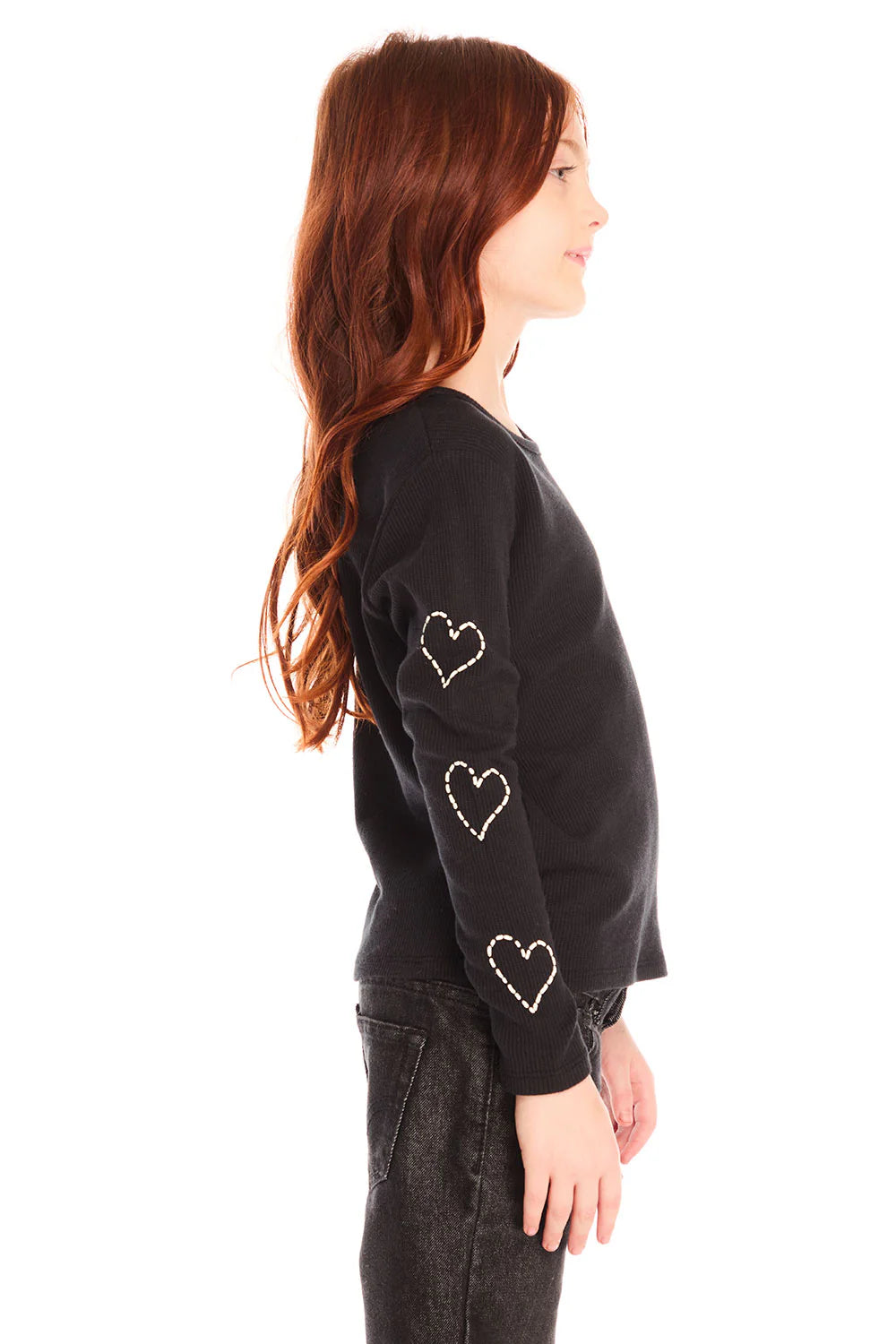 Waffle Thermal- Black Love Hearts