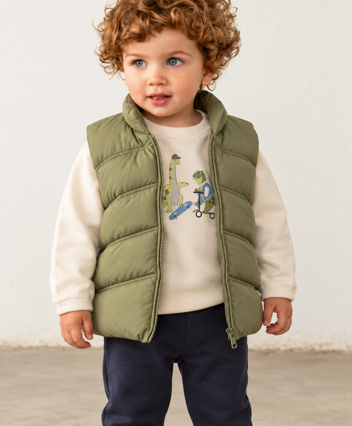 Dino Sweat Vest Set- Green