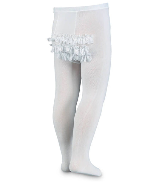 Ruffle Tights - White