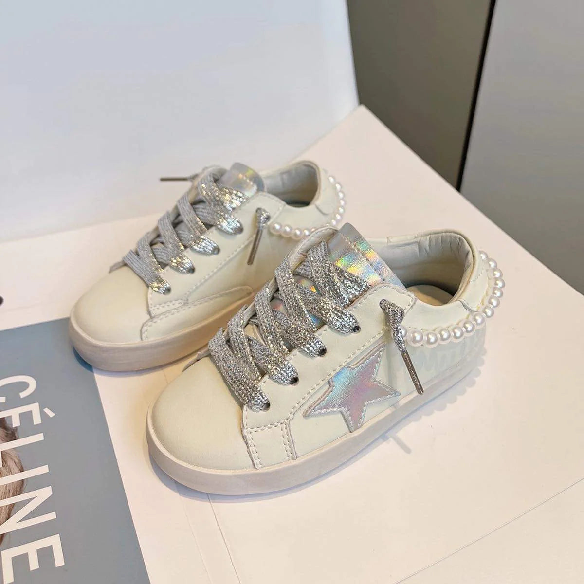 Star Sneakers - Pearl & Silver