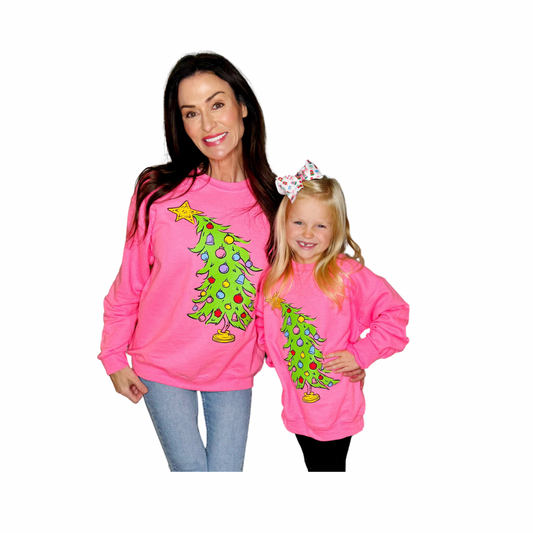 Grinch Tree Sweatshirt - Pink