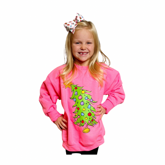 Grinch Tree Sweatshirt - Pink