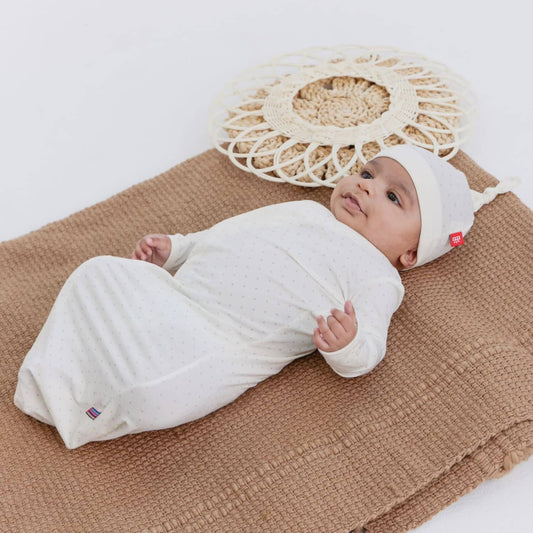 Magnetic Me Gown & Hat Set- Cream Pin Dot