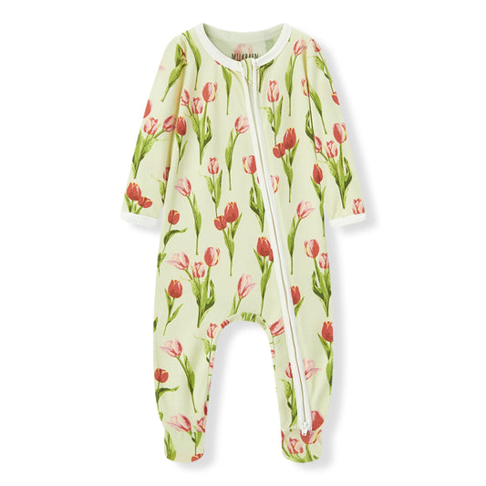 MB Zipper Footed Romper - Tulip