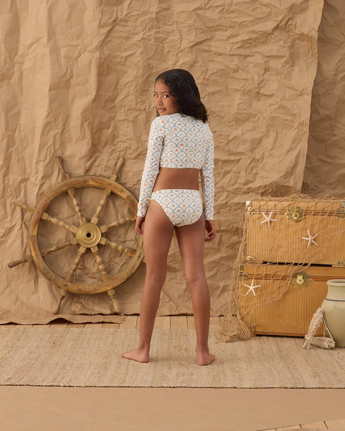 Crop Rashguard Set- Nautical