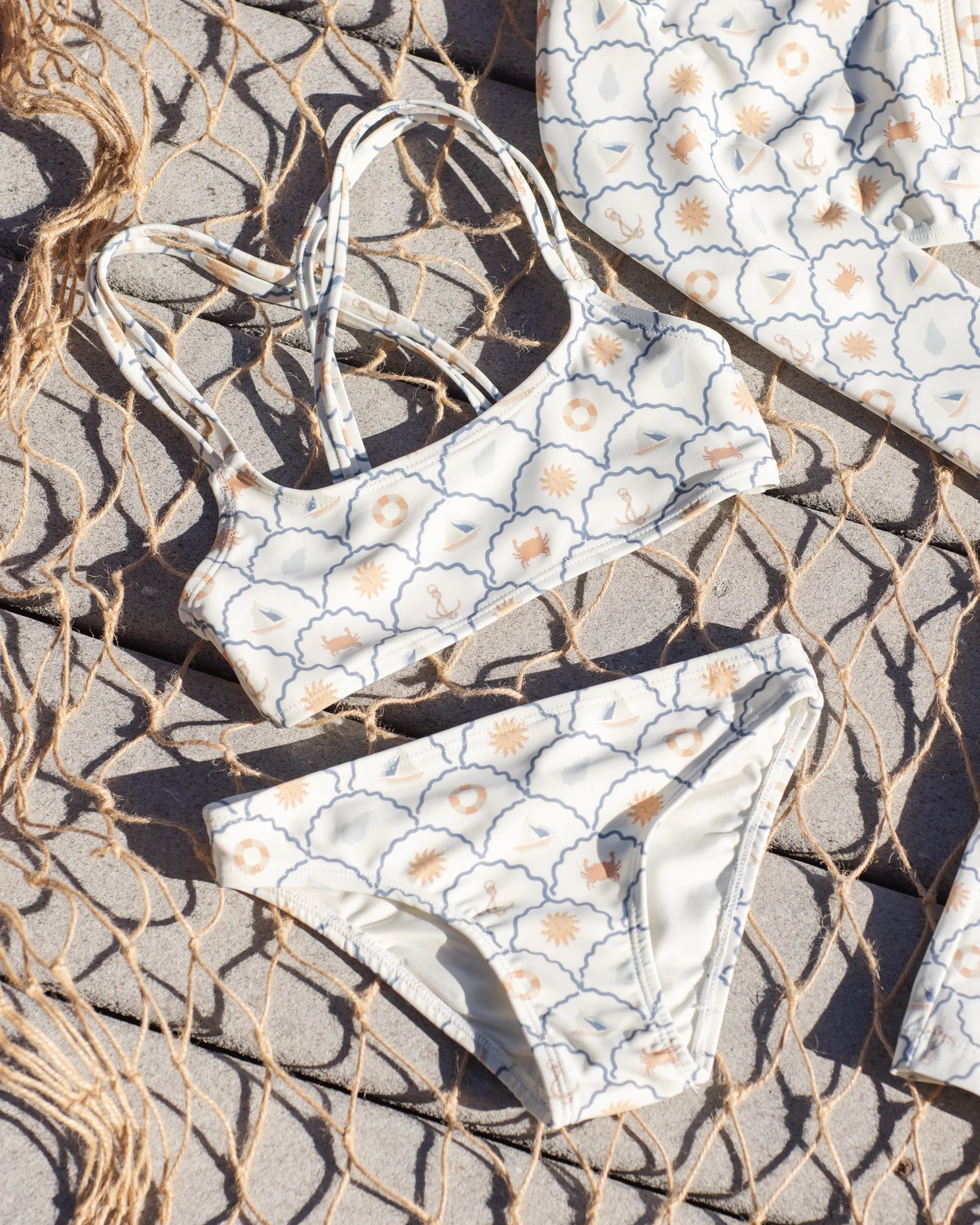 Crop Rashguard Set- Nautical