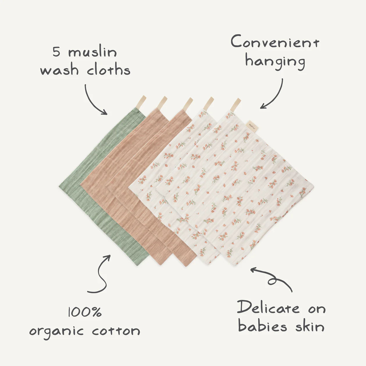 Mushie Muslin Cotton Washcloth 5pk