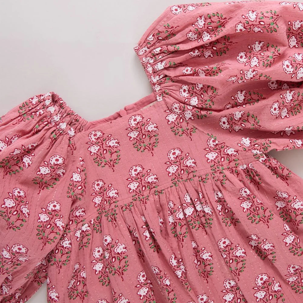Mary Barrett Dress- Pink Strawflower